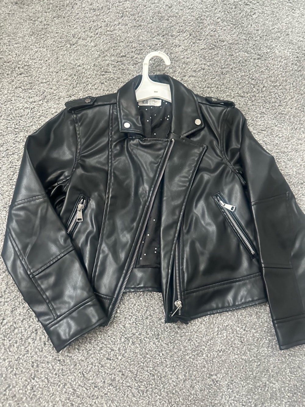 H&M Black Jacket with White Polka Dot Lining